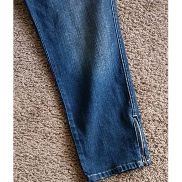 7 For All Mankind Womens Crop Jeans Size 12 Straight Zipper Leg Clark Blue New - Picture 8 of 10